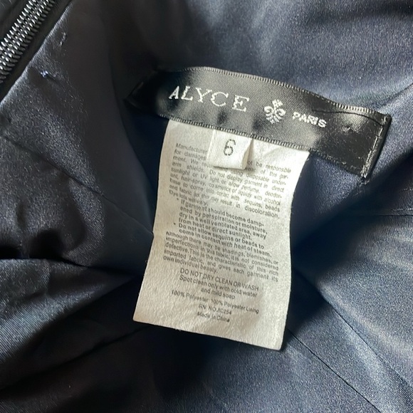 NWT Alyce Paris 60043 Gold Beaded Halter Chiffon Maxi Dress 6 Navy Prom Neutral - Picture 11 of 11